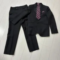 160 黒 ストライプ フォーマルスーツ上下 ネクタイ付き