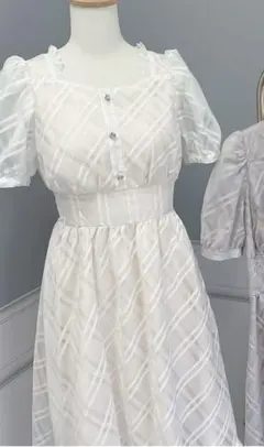 evelyn シアーチェックコルセットワンピース