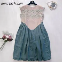 極美品✨ミナペルホネン flower step ワンピース ドレス シルク混