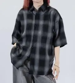 オンブレチェック ルーズサイズ 半袖シャツ Naive magic