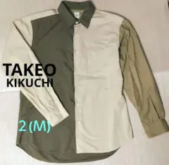 TAKEO KIKUCHI 配色デザイン長袖シャツ アシンメトリー オリーブ系２のサムネイル