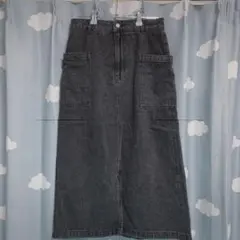 デニムロングスカート GU 黒