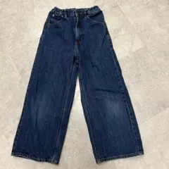 ダークブルー ワイドレッグデニム　ユニクロ　ワイドデニム　パンツ　インディゴ