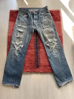 リーバイス501 ビックE W32クラッシュ　ボロボロ　オリジナル