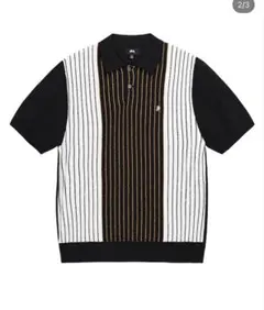 stussy knit stripe polo ニット　ストライプ　ポロシャツ メルカリ