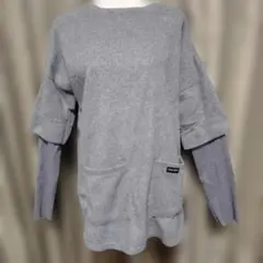 ★《beagle様専用》フリーストップス/チュニック丈 異素材の袖付きサイズXL