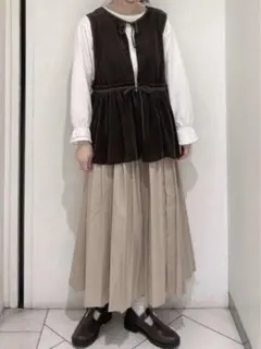 【サマンサモスモス】透けベロア前後2wayベスト ブラック　FREE SIZE