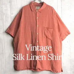 Tasso Elba ISLAND シルク　リネン 半袖シャツ XXL オレンジのサムネイル