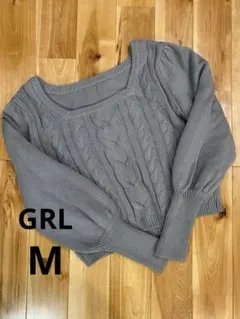 GRLブルーグレー ケーブルニット パフスリーブセーター