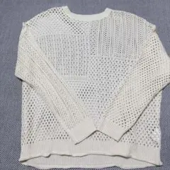 pattern 長袖 メッシュニット アイボリーのサムネイル