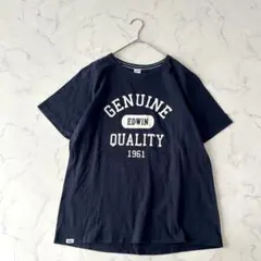 EDWIN エドウィン カレッジロゴプリント半袖シャツ カットソー 綿100%M
