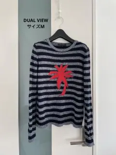 ストライプニットセーター 赤いヤシの木刺繍 サイズ40のサムネイル