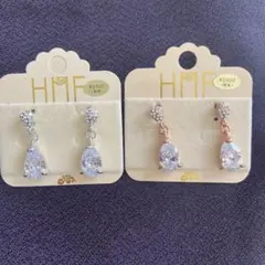 ティアドロップ型ペアピアス シルバー・ローズゴールド