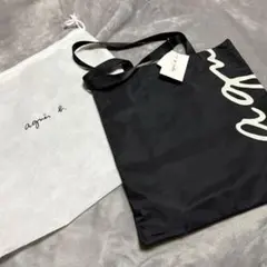 【タグ付き未使用‼️】agnès b. 黒エコバッグ ロゴ入り
