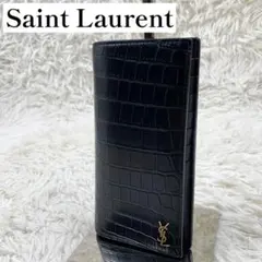 【✨極美品✨】サンローラン クロコ 長財布 カサンドラ ブラック 付属品完備