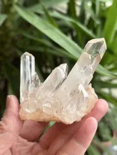 インドヒマラヤ水晶　ピンクマニカラン　クラスター　177g 透明度　自立　美しい