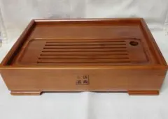 中国 唐木紅木製 木象嵌透かし彫 煎茶茶盤 煎茶台 排水付 C R5591C