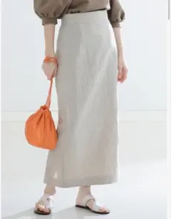 Demi-Luxe BEAMS リネン　ロングスカート ベージュ 38のサムネイル