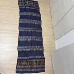 ネイビー 象刺繍 シルク風ストール