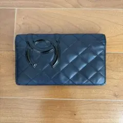 CHANEL カンボンライン 長財布 ブラック ピンクのサムネイル