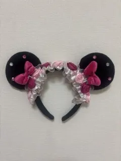 ディズニー ミニーちゃん カチューシャ　フリル　薔薇　バラ ピンク