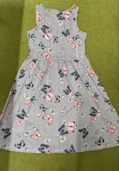 H&M 蝶プリント ノースリーブワンピース 145/150