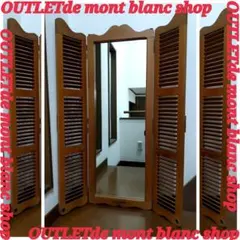 ヴィンテージ ウッドドア ミラー 両開き扉式 壁掛け 鏡 姿見 ルーパー