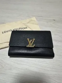 LOUIS VUITTON 三つ折り財布 ブラック　カプシーヌ