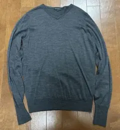 T*W様 JOHN SMEDLEY メリノウール Vネック 英国製 Mチャコール