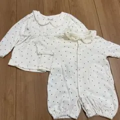 ホワイトドット柄ツーウェイオールとトップスセット