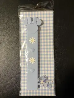 ディズニーストア　ミニーマウス　うちわグリップ　水色　花柄　ストラップ付き