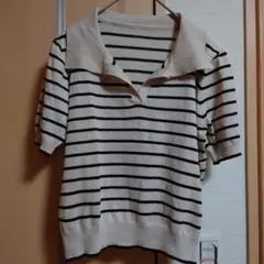 ポロネック　ストライプ　Tシャツ