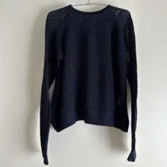 ★HusHusH透かし編みネイビー長袖ニットM