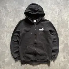 レア 00s PUMA 古着 Y2K ジップパーカー 短丈 S 黒 ブラック