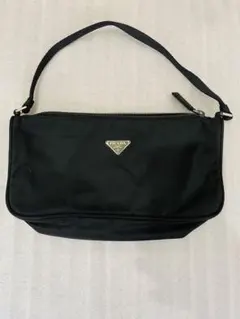 美品 PRADA ブラック ナイロン ハンドバッグ アクセサリーポーチ