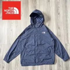 ノースフェイス　マウンテンジャケット　刺繍ロゴ　ネイビー　フード着脱不可