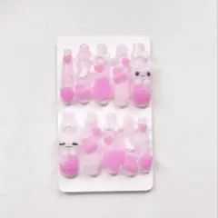 ネイルチップ ゴテゴテ ロング 量産型 平成女児 ピンク ねこ 地雷 サブカル