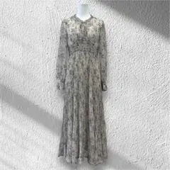 COCODEAL ヴィンテージフラワープリント ロングワンピース　プリーツ