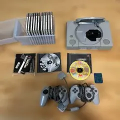 【ジャンク品】プレステ本体　ソフト13本　コントローラー2個　メモリーカード