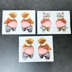 6匹セット 猫＆柴犬　立体お腹ぷにぷに　おなかぷにぷにシール　No.3