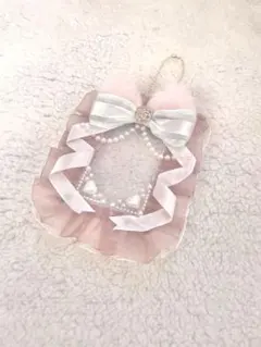 ハンドメイド トレカケースデコ 猫耳 ピンク