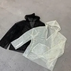 【削除予定】新品 attrayant メッシュパーカー ブラックのサムネイル