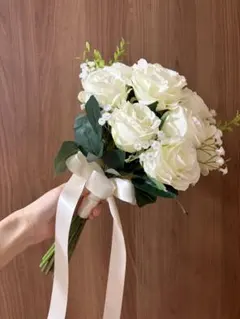 ウエディング　ブーケ　ブートニア　造花