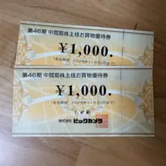 ビックカメラ 株主優待券 2000円分
