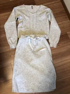 グレー ニット　長袖ワンピース　アプワイザーリシェ　サイズ1