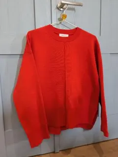 オペークドットクリップ　赤　ニット　ポリエステル