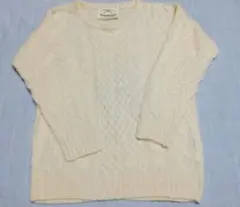 アイボリー ケーブルニットセーター Mサイズ オリーブ WARMTH