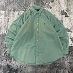 ラルフローレン XXL 刺繍ロゴ 入手困難 モスグリーン シャツ ゆるだぼ