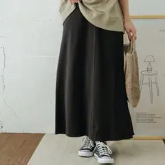 URBAN RESEARCH DOORS リブ フレアスカート チャコール