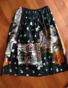 銘仙　パッチワーク　スカート